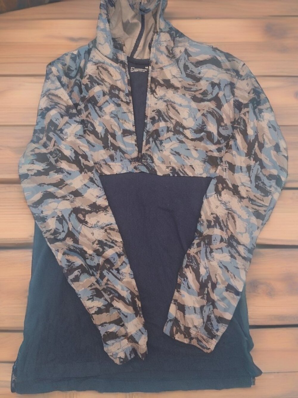 Under Armour Men's Hooded Anorak 1/2 Zip Pullover Blue Abstract Print Size M